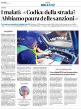 Alto-Adige del 17/02/2025 - I malati: nuovo codice della strada - abbiamo paura delle sanzioni